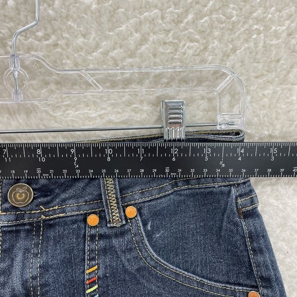 Y2K 2000 Apple Bottoms Bimbo McBling Embroidered Rhinestone Denim Bermuda 4 26 S - Picture 7 of 11